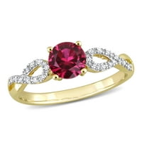 A Miabella női CT CT létrehozott Ruby CT Diamond 10KT Sárga Gold Infinity Twist Anniversary Ring