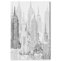 Wynwood Studio Cities and Skylines Wall Art Canvas nyomatok „Városi épületek ma„ Egyesült Államok városai - fekete, fehér