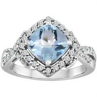 Valódi kék topaz és létrehozta a fehér zafír ezüst gyűrűt