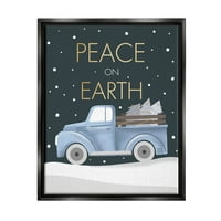 Stupell Industries Peace on Earth Havas Truck Graphic Jet Fekete Fekete Keretes vászon nyomtatott fali művészet, Design by Louise