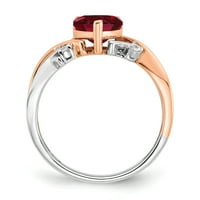 Primal Gold Karat kéttónusú szív által létrehozott rubin és gyémánt gyűrű