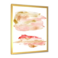 Designart 'Absztrakt felhők rózsaszín arany bézs és piros modern keretes művészet nyomtatással