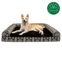 FurHaven Pet Products Southwest Kilim Memory Top kanapé stílusú kisállat ágy kutyáknak & macskák-fekete medál, Jumbo Plus