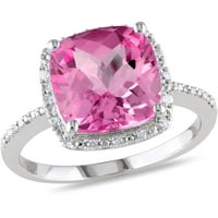 Tangelo 5- Carat T.G.W. A párna-vágás rózsaszín zafír és gyémánt-Accent Halo koktélgyűrűt hozott létre