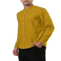 Egyedi alku a férfi állvány gallérmosott pamut hosszú ujjú gombbal lefelé a ruha ing
