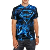 Superman férfi füst logó poly póló