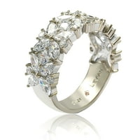 Gyűjtemény sterling ezüst többvágó köbös cirkóniumi virágos évforduló gyűrű