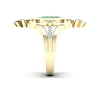Imperial Gemstone 14K sárga aranyozott ezüst smaragdot készített és fehér zafír koktélgyűrűt hozott létre a nők számára