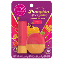 EOS Limited Edition Pumpkin Everything Ajak Balzsam, Pumpkin Crème Brulée, érzékeny bőrre, egész napos nedvességre, 2-csomagra