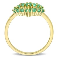Miabella női karátos T.G.W. Smaragd 10 kt sárga arany nyitott szívgyűrű