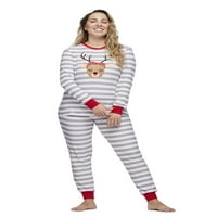 Jolly Jammies csíkos szarvasok illesztő család karácsonyi pizsama szett