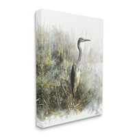 Stupell Heron madár víz szélén tó állatok & rovarok festmény galéria csomagolva vászon nyomtatás fal művészet