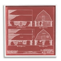 Stupell Industries Red Farmhouse Barn részletes tervrajz Diagram 17, Annie Warren tervezése