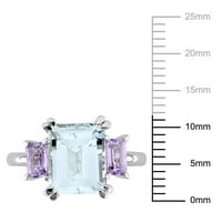 Miabella női 3- Karát jég aquamarine Rose de France sterling ezüst 3-kő koktélgyűrű