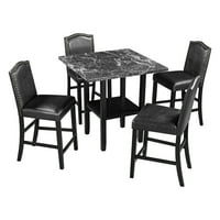 Aukfa konyhai étkező szett megfelelő székekkel és alsó polc az étkezőhez, párnázott PU bőr székek bútorok, fekete