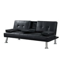 Hommoo futon kanapé, modern bőr kanapé, átváltható, összecsukható, oszmánnal, szettekhez, feketehez