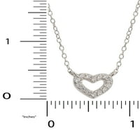 Sterling ezüst köbös cirkóniumi szív nyaklánc, 16 +2