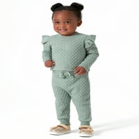 Modern pillanatok: Gerber Baby & Toddler Girl Cable kötött fodros pulóver és nadrág, kétrészes ruhakészlet