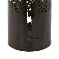 DecMode tartó réz fém fa dekoratív gyertya lámpa, készlet 3
