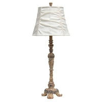 Elegáns minták antik stílusú büfé asztali lámpa krém Ruched árnyékban