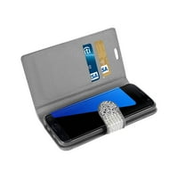 Reiko Bling gyémánt Flip bőr pénztárca tok a Samsung Galaxy S Edge-hez-ezüst
