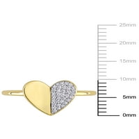Carat T.W. Gyémánt 10K sárga arany szívgyűrű