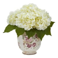 Óriás hortenzia mesterséges elrendezés virágos nyomtatott vázában