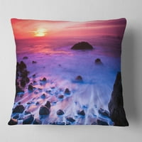 Designart Bluish Waters a Sunset Panorama -nál - Modern SeaShore Dobás párna - 16x16