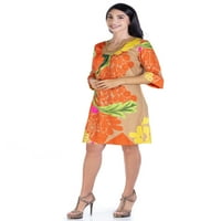 Comfort ruházat női narancssárga paisley nyomtatási könyök ujjú váltás