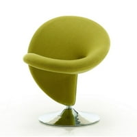 Curl zöld és polírozott króm Gyapjú keverék forgatható akcentussal szék