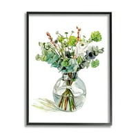 Stupell Industries akvarell lombozat csokor puha fehér virágos üvegedény, 20, Melissa Wang tervezése