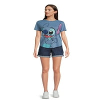 Stitch Juniors csillogó grafikus póló rövid ujjú, méretű XS-3XL