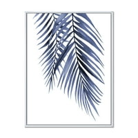 Designart 'Absztrakt Kék Pálma levelek trópusi ágak' Hagyományos keretes vászon fali művészet