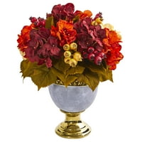 Szinte természetes 16 ”vörös hortenzia bogyó mesterséges virág elrendezése dekoratív urna