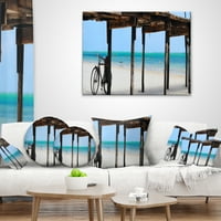 Designart White Sand Beach a Zanzibar -szigeten - Modern Seascape Dobás Párna - 18x18