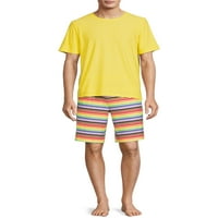 Férfi Sleep Top és rövidnadrág szett, 2 részes, S-2XL méretek, férfi pizsama