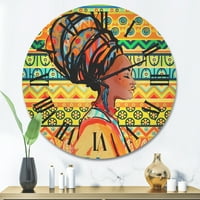 Designart 'Afro -amerikai nő Portré Turban III' Modern Wood Fal idő