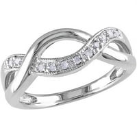 Carat T.W. Gyémánt sterling ezüst keresztező gyűrű