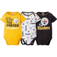 Pittsburgh Steelers Baby Boys rövid ujjú bodysuit szett, 3 csomag