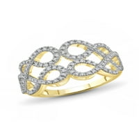 JewelersClub 14K aranyozott ezüst 0. Karát fehér gyémánt nyitott gyűrű nők számára