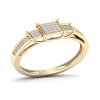 1 8ct tdw gyémánt 10k sárga arany klaszter három kő alakú gyűrű