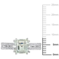Miabella női 1- CT Green Quartz CT Diamond Sterling ezüst kettős sor koktélgyűrű