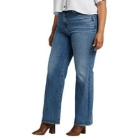 Ezüst Jeans Co. plusz méret nagyon kívánatos, magas emelkedő nadrág láb farmer derékméret 12-24