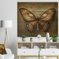 Designart 'Vintage Butterfly' Vintage festmény NYOMTATÁS A természetes fenyőfán