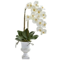 26in. Kettős falaenopsis orchidea mesterséges elrendezés fehér urna