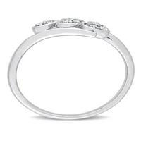 Miabella női karátos T.W. Gyémánt sterling ezüst hármas szívű ígéret gyűrű