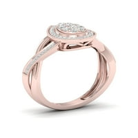 1 4ct tdw gyémánt 10k rózsa arany körte alakú klaszter halo ígéret gyűrű