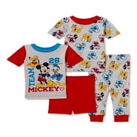 Mickey Mouse Baby Boy Cotton kötött pizsama, 4 darabos szett, méret 12 mm-24m