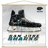 San Jose Sharks-csepegtető korcsolya fali poszter fa mágneses kerettel, 22.375 34