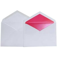 Papír esküvői borítékkészletek, fehér, rózsaszín bélelt borítékokkal, belső és külső borítékokból